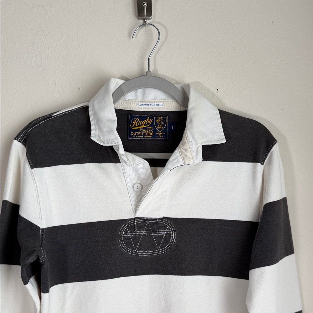 Rugby Ralph Lauren Black and White Striped Casual Button-Down Shirt - Picture 2 of 8